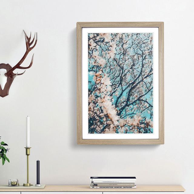 Pale Pink Magnolia Tree in Abstract - Picture Frame Graphic Art Print East Urban Home Frame Option: Oak Framed, Size: 48cm H x 36cm W x 2cm D on Productcaster.