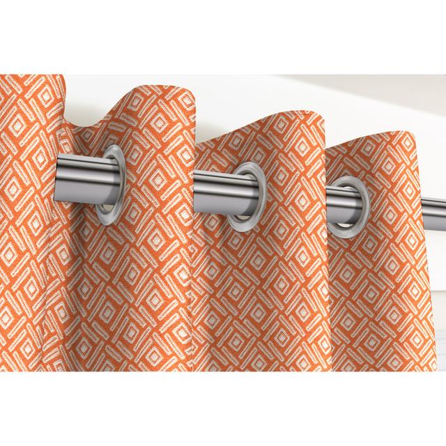 Kourtnee Eyelet Room Darkening Thermal Curtains (Set of 2) Ebern Designs Panel Size: 228 W x 182 D cm, Colour: Orange/Grey on Productcaster.