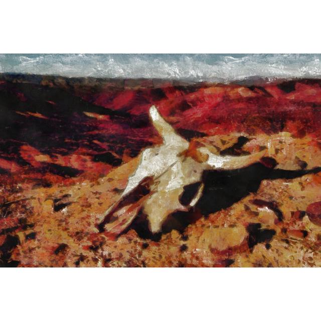 Painted Cow Skull - Wrapped Canvas Art Prints Natur Pur Size: 30cm H x 46cm W on Productcaster.