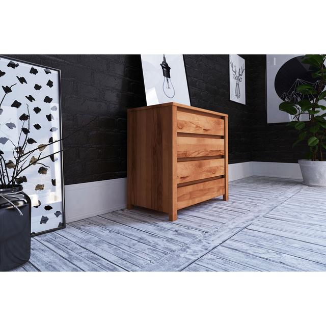 Vinci 4 Drawer 80 Cm W Solid Wood Chest of Drawers TheBeds Colour: Brown on Productcaster.