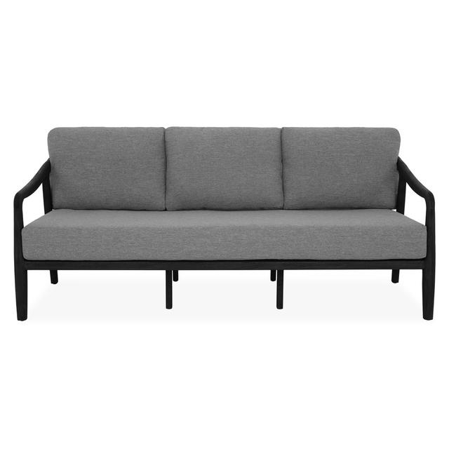 Leggon 196Cm Wide Outdoor Teak Garden Sofa with Cushions Ebern Designs on Productcaster.