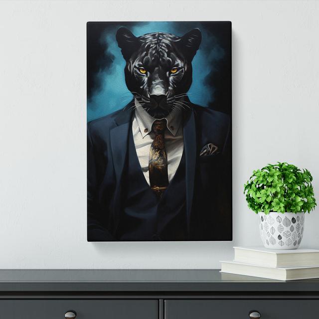 Panther in a Suit Painting No.2 Happy Larry Size: 50cm H x 35cm W x 3cm D on Productcaster.