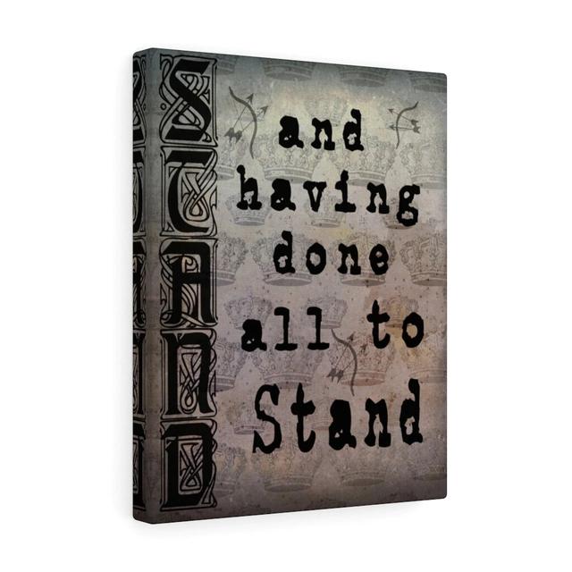 All to Stand Ephesians 6:13 - Wrapped Canvas Typography Blue Elephant Size: 36cm H x 28cm W on Productcaster.