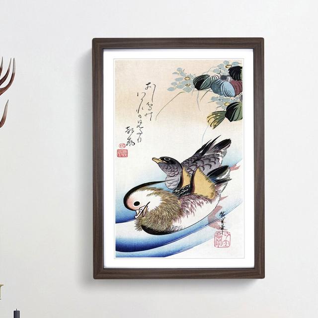 Two Mandarin Ducks by Utagawa Hiroshige - Picture Frame Painting Print East Urban Home Size: 36cm H x 27cm W x 2cm D, Frame Option: Walnut Framed on Productcaster.