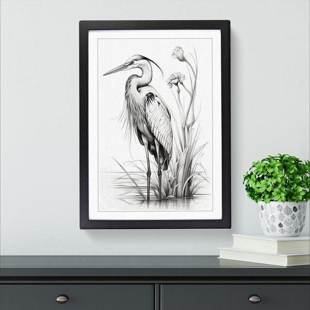 Heron Line House of Hampton Size: 34cm H x 25cm W x 2cm D, Frame Colour: Black on Productcaster.