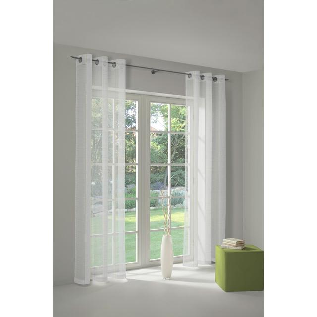 Canadice Eyelet Semi Sheer Curtain Ebern Designs Panel Size: 300 W x 145 D cm, Colour: White on Productcaster.