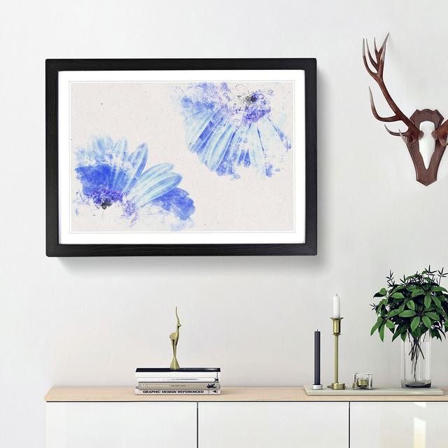 Two Blue Flowers Watercolour - Print East Urban Home Size: 35cm H x 50cm W x 2cm D, Frame Option: Black on Productcaster.