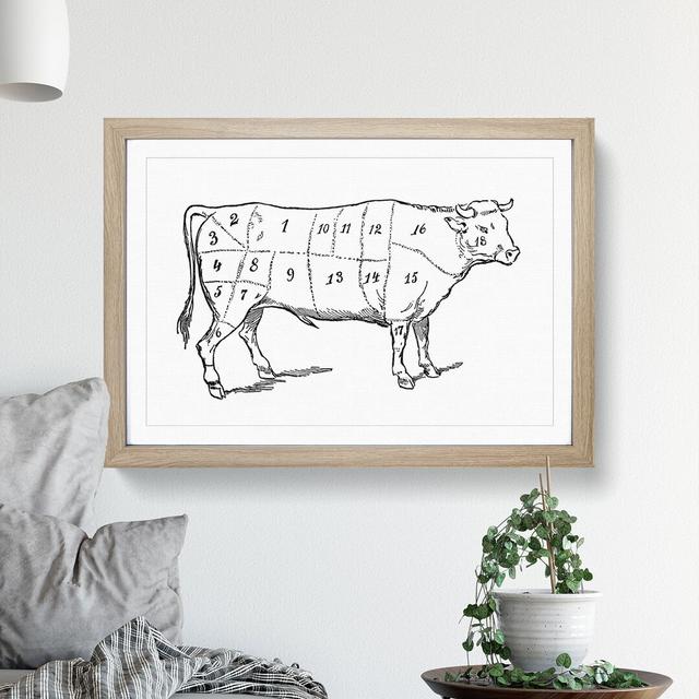 Butchers Beef Cuts - Picture Frame Drawing on MDF East Urban Home Size: 27cm H x 36cm W x 2cm D, Frame Option: Oak Framed on Productcaster.