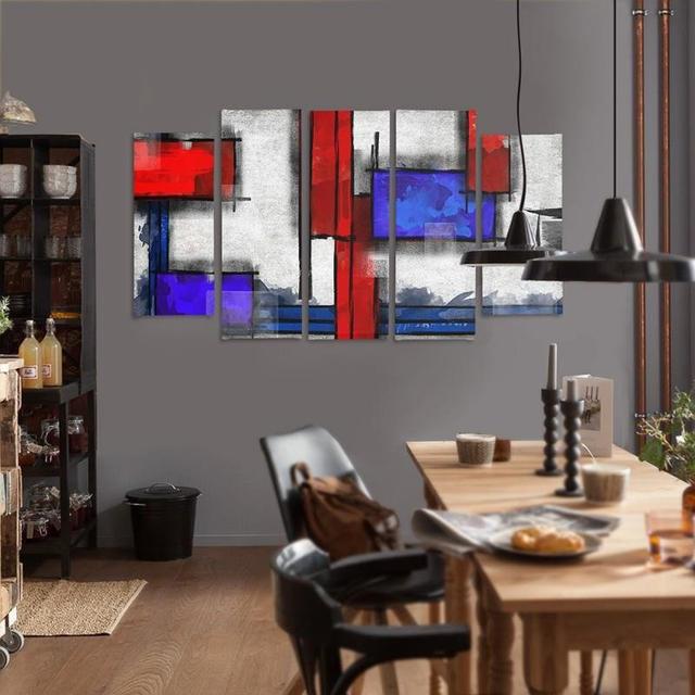 Geometric Abstraction 6 - 5 Piece Wrapped Canvas Graphic Art Print Set Feeby Size: 100cm H x 150cm W on Productcaster.