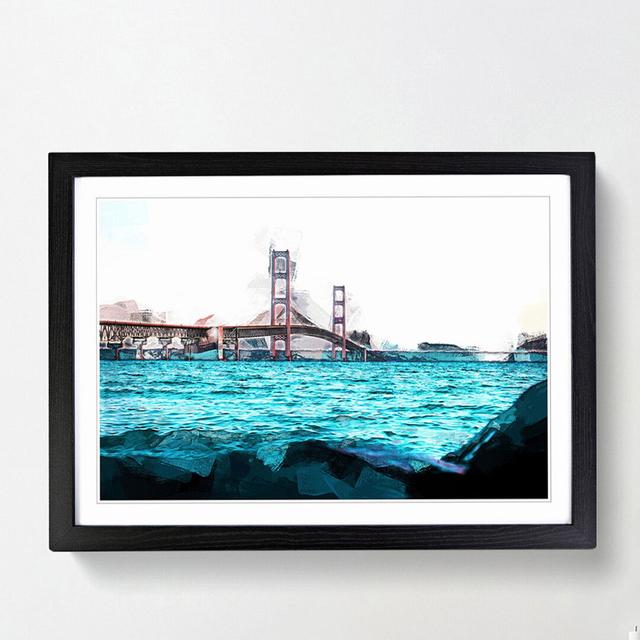 Mackinac Bridge in Michigan in Abstract - Picture Frame Graphic Art Print East Urban Home Frame Option: Black, Size: 50cm H x 76cm W x 2cm D on Productcaster.