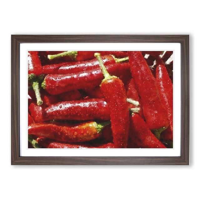 Red Chilli Peppers - Picture Frame Painting East Urban Home Size: 36cm H x 48cm W x 2cm D, Frame Option: Walnut Framed on Productcaster.