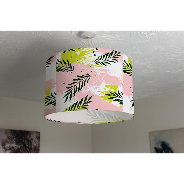 Green Leaves on Brush Strokes Cotton Drum Lamp Shade Bay Isle Home Size: 25cm H x 40cm W x 40cm D on Productcaster.