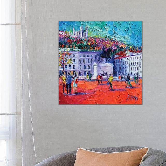 La Place Bellecour In Lyon by Mona Edulesco - Wrapped Canvas Painting ClassicLiving Size: 66.04cm H x 66.04cm W x 3.81cm D on Productcaster.