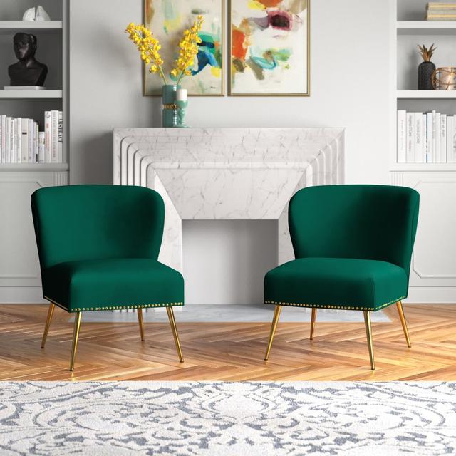 Napoleon Tub Chair (Set of 2) Blue Elephant Upholstery Colour: Green on Productcaster.