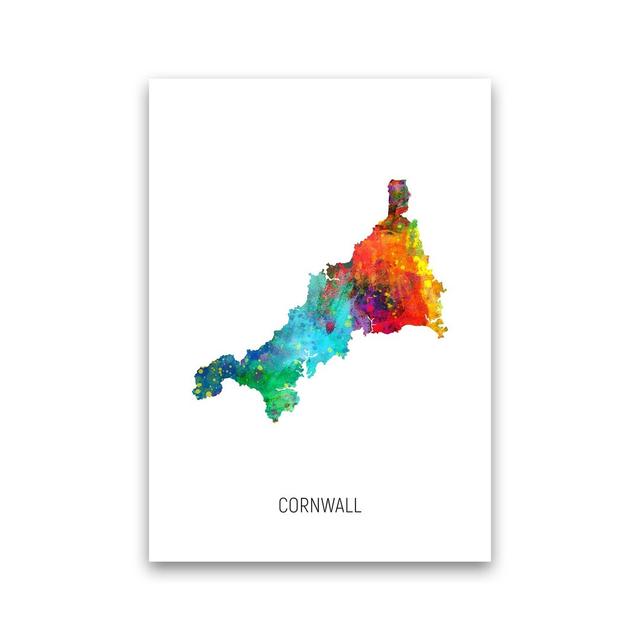 Cornwall Watercolour Map by Michael Tompsett - Print Latitude Run Format: Unframed, Size: 42cm H x 30cm W x 1cm D on Productcaster.