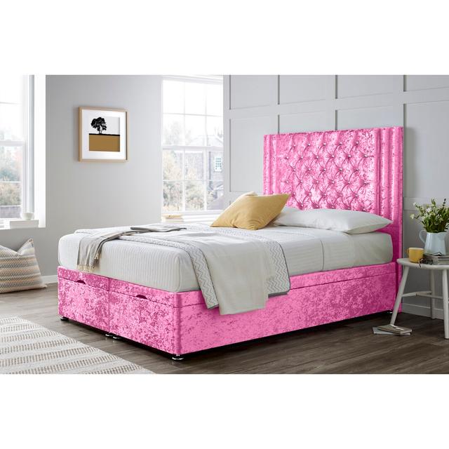 Divan Bed with 54" Floorstanding Headboard Wayfair Sleep Size: Super King (6'), Colour: Baby Pink on Productcaster.