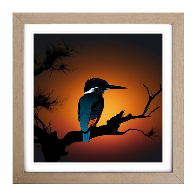 Kingfisher Silhouette - Single Picture Frame Print on Wood Marlow Home Co. Frame Colour: Oak on Productcaster.