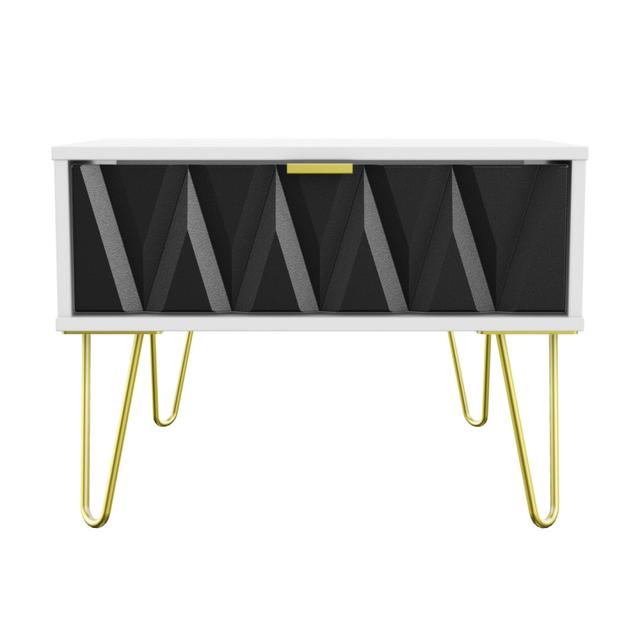 Diamond - Gold Hairpin (F) 1 Drawer Side Table Canora Grey Colour: Deep Black / White on Productcaster.