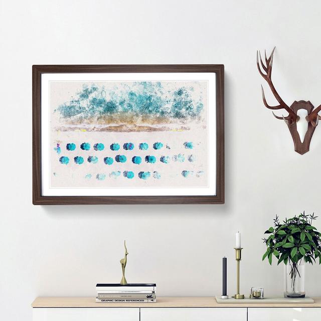 Beach in Lake Tahoe Watercolour - Picture Frame Graphic Art Print East Urban Home Size: 45cm H x 63cm W x 2cm D, Frame Option: Walnut Framed on Productcaster.