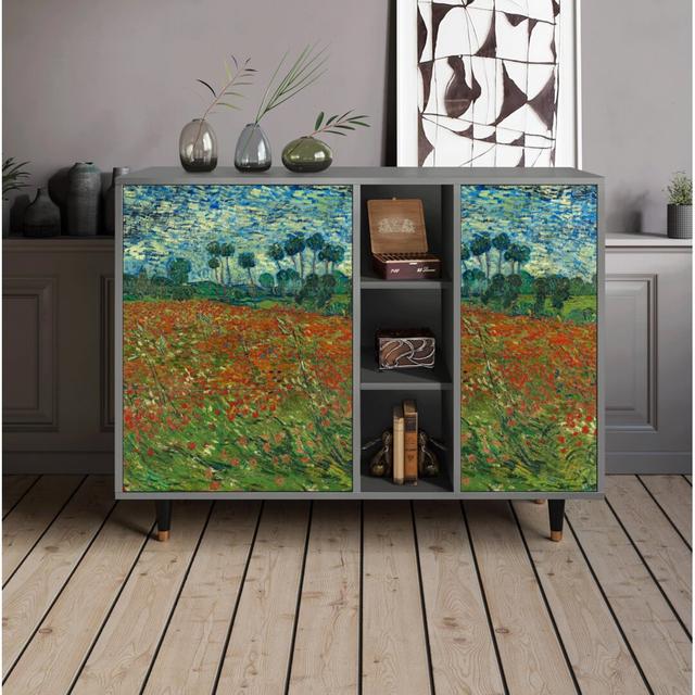 125 Cm Wide 3 Drawer Sideboard Furny Pattern: Poppy Field on Productcaster.