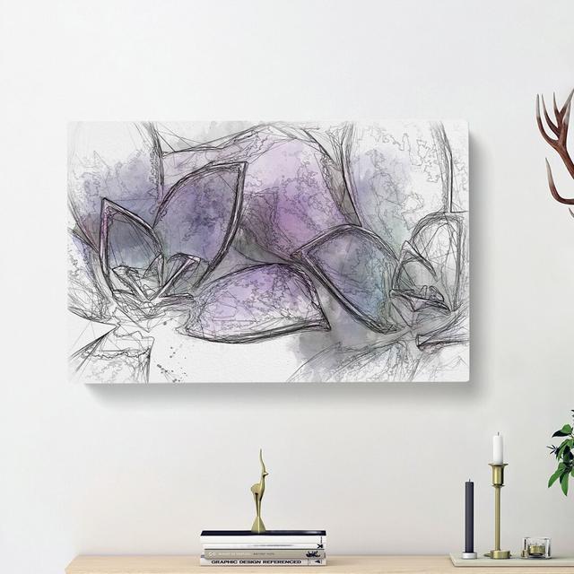 Lilac & Green Succulent Plant - Wrapped Canvas Painting East Urban Home Size: 50cm H x 76cm W x 3cm D on Productcaster.