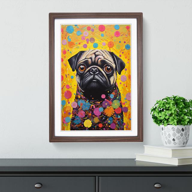 Pug Neo-Plasticism - Single Picture Frame Print on Wood Marlow Home Co. Format: Walnut, Size: 64cm H x 46cm W x 2cm D on Productcaster.