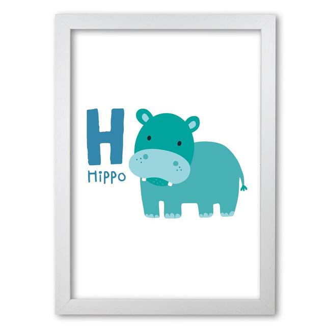 Alphabet Animals, H Is For Hippo - Single Picture Frame Print East Urban Home Size: 60 cm H x 42 cm W x 5 cm D, Format: White Grain Frame on Productcaster.