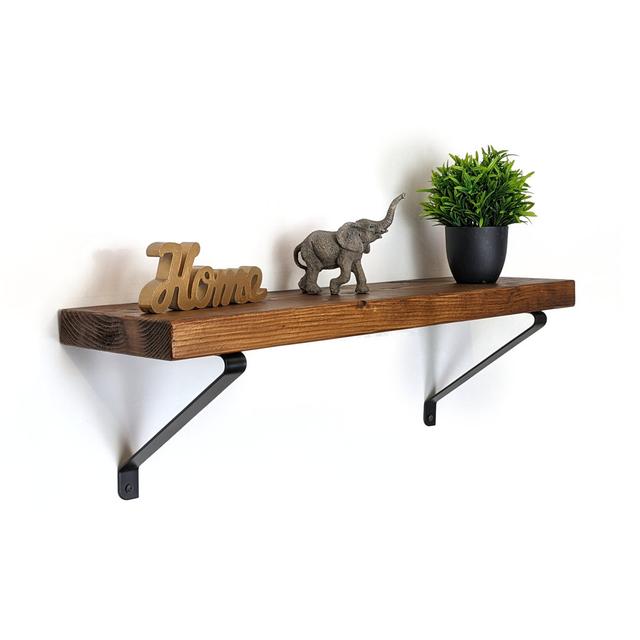 Hayse Oak Solid Wood Bracket Shelf with Reclaimed Wood Williston Forge Size: 25cm H x 220cm W x 22cm D on Productcaster.