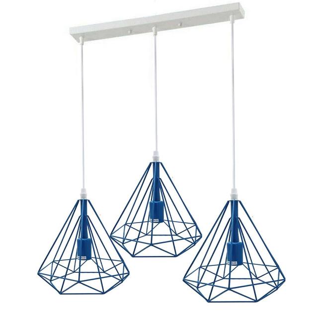 Hessle 3 - Light Kitchen Island Geometric Pendant with PVC Accents George Oliver Shade Colour: Blue on Productcaster.