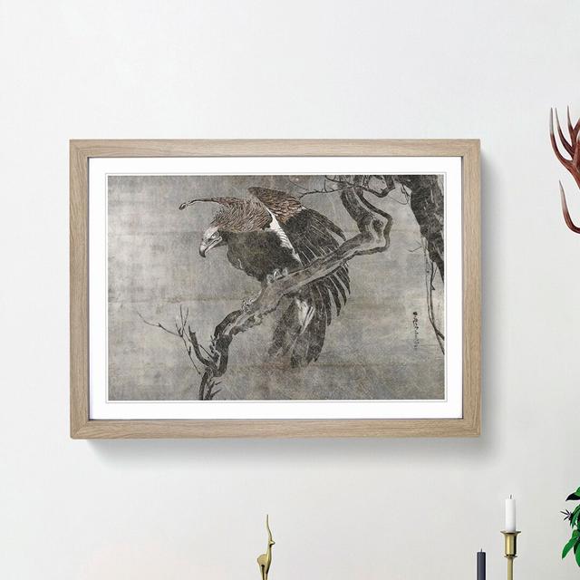 Eagle on a Branch by Shibata Zeshin - Picture Frame Painting Print East Urban Home Frame Option: Oak Framed, Size: 36cm H x 48cm W x 2cm D on Productcaster.