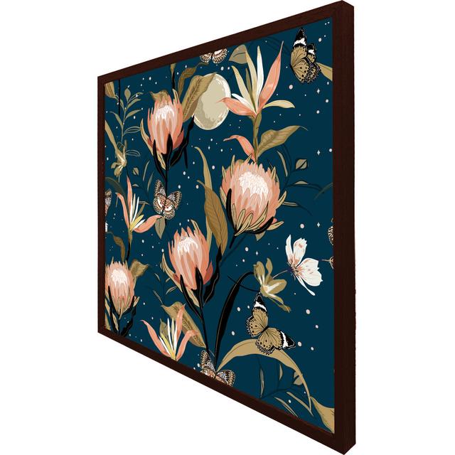 Norphlet The Moon, Butterflies & Flowers - Print ClassicLiving Size: 61cm H x 61cm W x 4cm D, Frame Colour: Brown Framed on Productcaster.