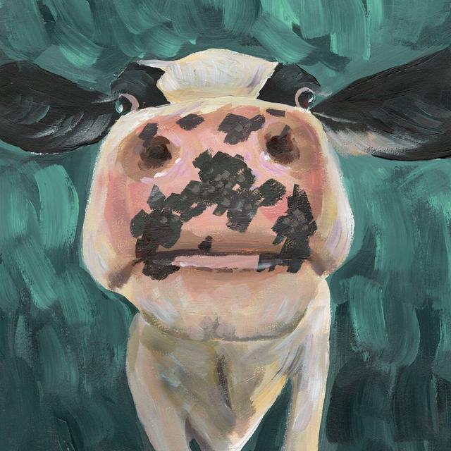 The Cow III - Wrapped Canvas Painting August Grove Size: 76cm H x 76cm W x 3.8cm D on Productcaster.