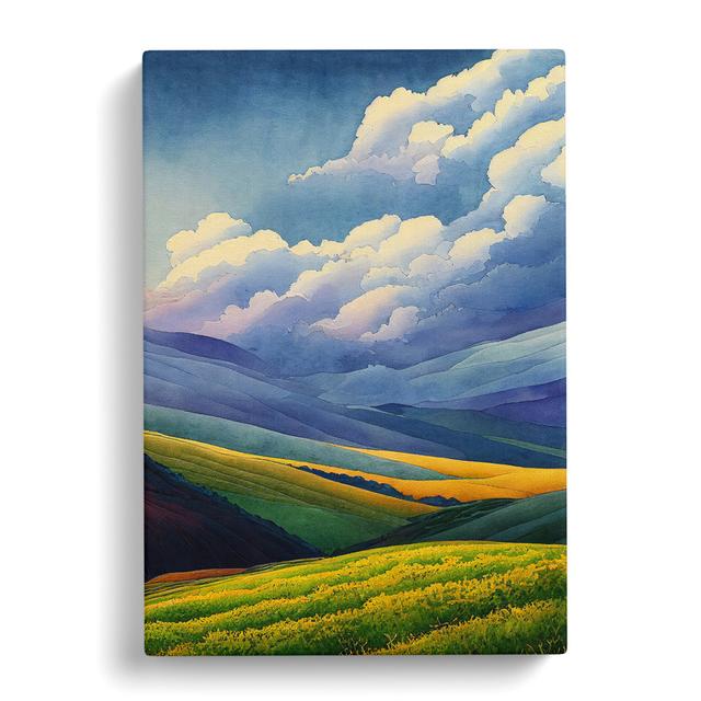 Terrill Spring Landscape Watercolour - Wrapped Canvas Print Alpen Home Size: 60cm H x 40cm W x 3cm D on Productcaster.