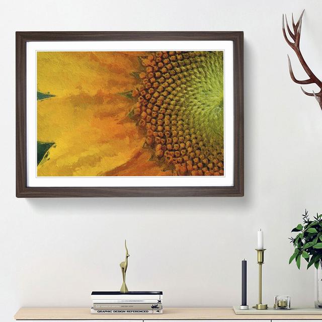 Petals of the Yellow Sunflower - Picture Frame Painting Print East Urban Home Size: 36cm H x 48cm W x 2cm D, Frame Option: Walnut Framed on Productcaster.