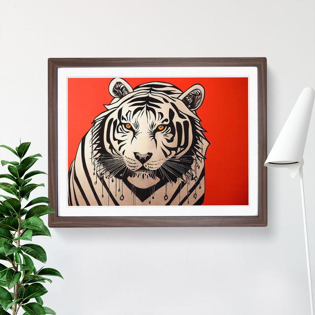 Modern Art Tiger Abstract Latitude Vive Frame Colour: Brown Framed, Size: 34cm H x 46cm W x 2cm D on Productcaster.