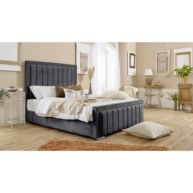 Ajea Upholstered Bed Frame Canora Grey Colour: Steel, Size: Double (4'6) on Productcaster.