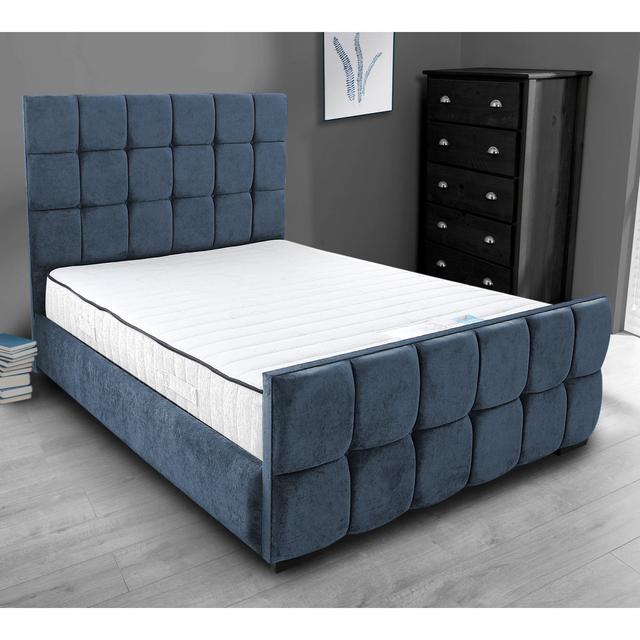 Merricks Upholstered Bed Frame Brayden Studio Size: Kingsize (5'), Colour: Steel on Productcaster.