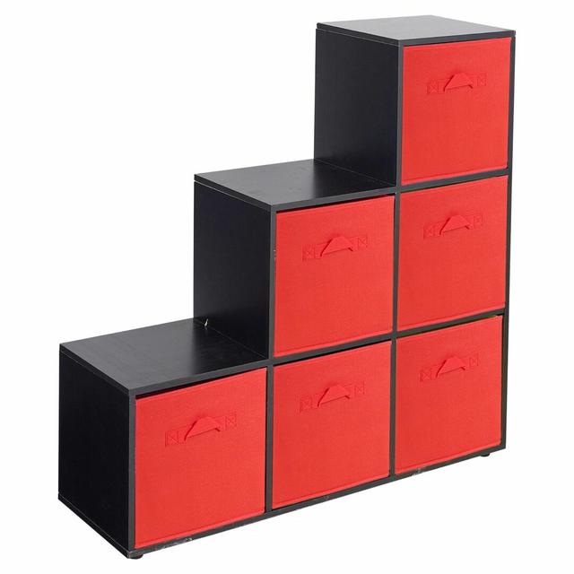 Joelle Bookcase 17 Stories Colour (Body/Front): Black/Red on Productcaster.