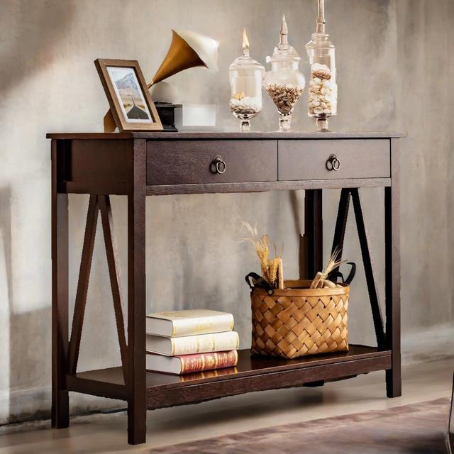 Lenaghan 106cm Console Table with 2 Drawers Industrial Hallway Furniture Borough Wharf on Productcaster.