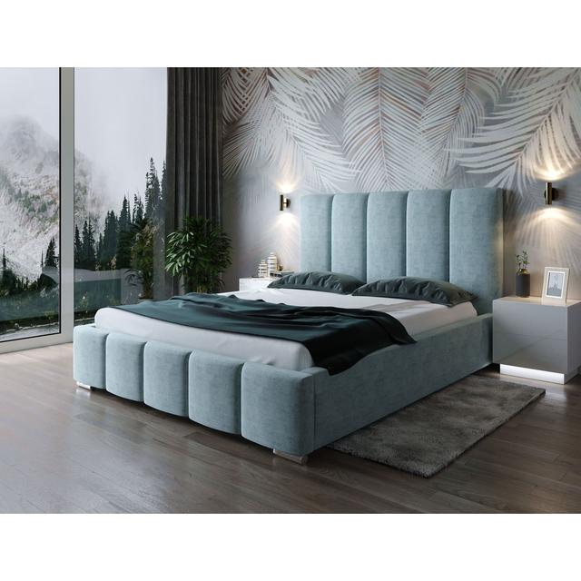 Parkgate EU Double - 140 x 200 cm Upholstered Bed Canora Grey Colour: Light Blue, Lying surface: 140 x 200cm on Productcaster.