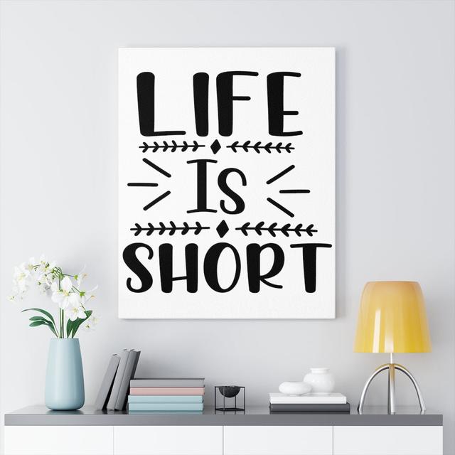 Life Is Short - Wrapped Canvas Typography Blue Elephant on Productcaster.