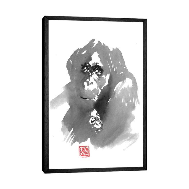 Gorilla Family by Péchane - Print on Canvas Bloomsbury Market Format: Black Framed, Size: 101.6cm H x 66.04cm W x 3.81cm D on Productcaster.