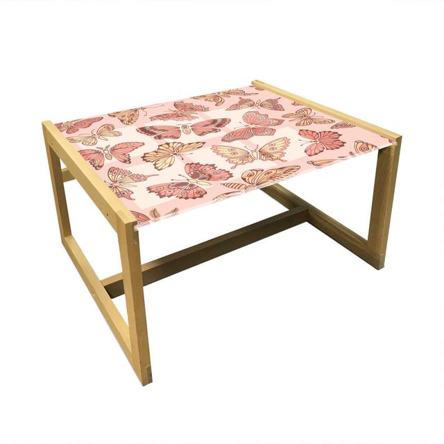 Butterfly Coffee Table, Summer Time Ornamental Flying Creatures In Rose Tones, Acrylic Glass Center Table With Wooden Frame For Offices Dorms Blush Co on Productcaster.