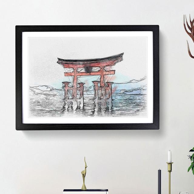 Itsukushima Shrine in Hiroshima Japan - Picture Frame Graphic Art Print East Urban Home Size: 45cm H x 63cm W x 2cm D, Frame Option: Black Framed on Productcaster.