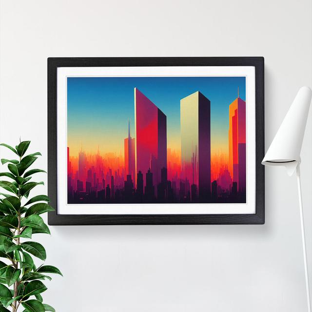 Effervescent City Skyline Architecture - Picture Frame Graphic Art Ebern Designs Size: 34cm H x 46cm W x 2cm D, Frame Colour: Black on Productcaster.