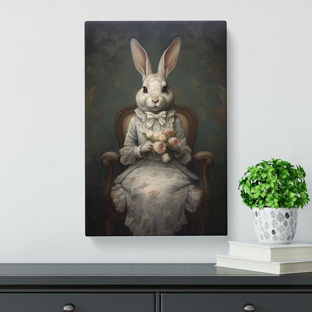 Rabbit Victorian Art Happy Larry Size: 76cm H x 50cm W x 3cm D on Productcaster.