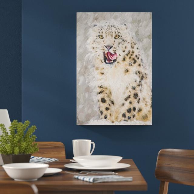 Leinwandbild "Leopard im Schnee", Grafikdruck East Urban Home Größe: 120 cm H x 80 cm B on Productcaster.