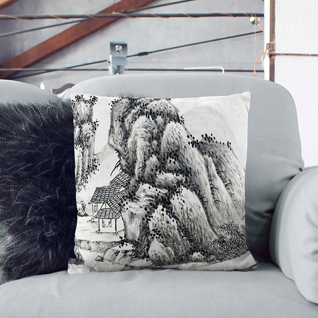 Landscape Vol.9 by Shen Zhou Cushion with Filling East Urban Home Size: 40cm H x 40cm W x 15cm D, Backing Colour: Stone on Productcaster.