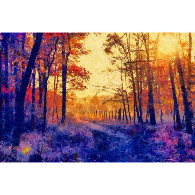 Painted Forest Purple And Orange - Wrapped Canvas Art Prints Alpen Home Size: 81cm H x 122cm W x 3.8cm D on Productcaster.