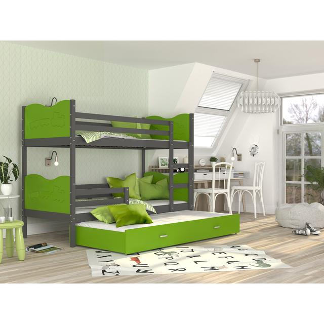 Gormley Bunk Bed with Trundle Zoomie Kids Colour (Bed Frame): Grey/Green on Productcaster.